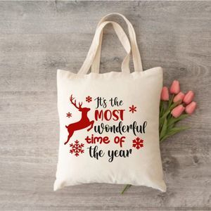 It's the most wonderful time of the year black and gold tote bag, Christmas Tote